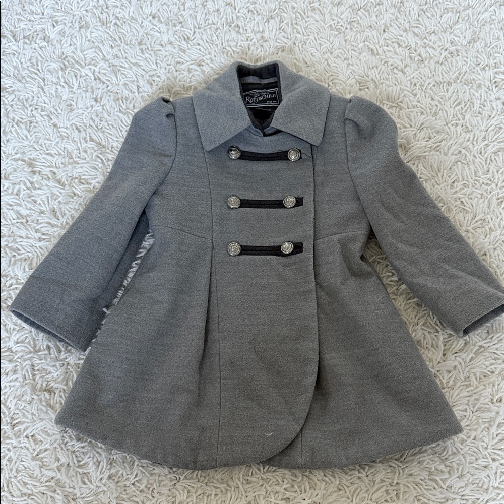 Rothschild Charcoal Double-Breasted Kids Pea Coat